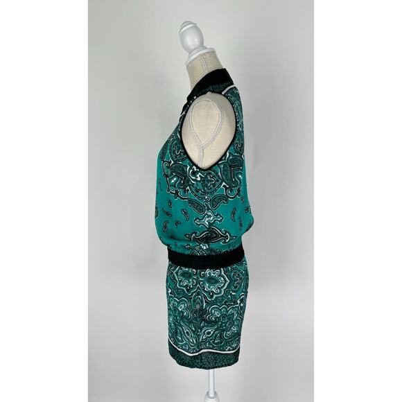 Michael Kors Green Paisley Bandana Romper Sleeveless Button Up Collared Womens M - Picture 4 of 11
